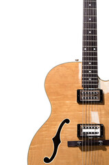 Hollow body electric guitar isolated on white background
