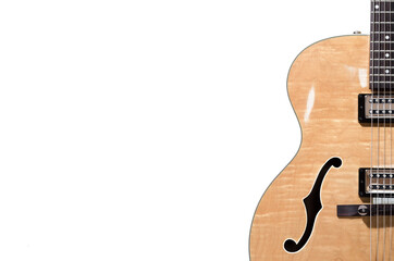 Hollow body electric guitar isolated on white background