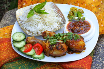 Chicken with rice. Indian dish