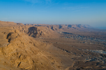 Fototapeta na wymiar Mountains of the dead sea. Cliffs of the dead sea on the Israeli side.