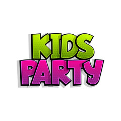 Kids zone comic text badge on splash sticker.