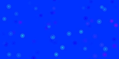 Light Pink, Blue vector doodle pattern with flowers.