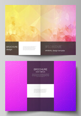 Vector layout of two A4 format modern cover mockups design templates for bifold brochure, magazine, flyer, booklet, annual report. Abstract geometric pattern with colorful gradient business background