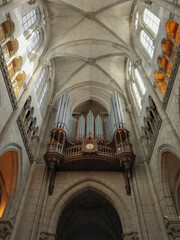 Massive church organ at the Cathedral of St-Pierre and St-Paul, in Nantes, France