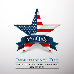 4 th july usa star in national colors of America. Independence day. Vector illustration