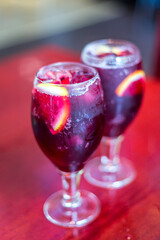 Two Glasses of Cold Sangria in Trattoria, Spain