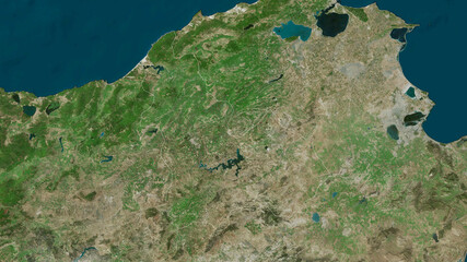 Béja, Tunisia - outlined. Satellite