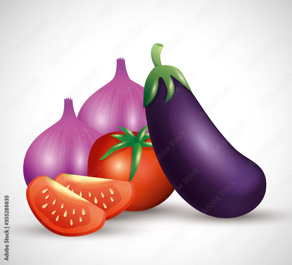 Sticker fresh organic vegetables, healthy food, healthy lifestyle or diet vector illustration design