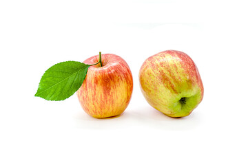 Apples in high resolution with shadow isolated on a white background for advertising a free drink.