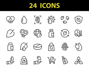 ECOLOGY Vector Line Icons Set, contains icons such as photosynthesis, environmental protection, eco-friendly packaging, growth time, editable stroke, Keep Ecology