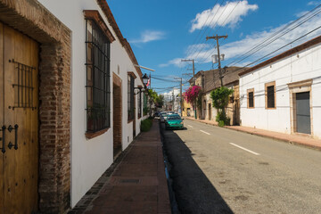 Narrow street in the colonial zone of Santo Domingo.