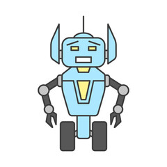 Robot icon. Front view. Colored vector silhouette. Vector flat graphic illustration. Isolated object on a white background. Isolate.