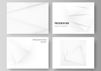 Vector layout of the presentation slides design business templates, multipurpose template for presentation brochure, brochure cover. Halftone effect decoration with dots. Dotted pop art pattern.
