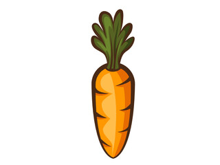 Carrot logo illustration. Digitally hand drawn in a vintage style with ink effect and outlines. Color dimensional icon vector.