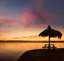 Tiki hut on the Indian River in Flordia - Tropical paradise 