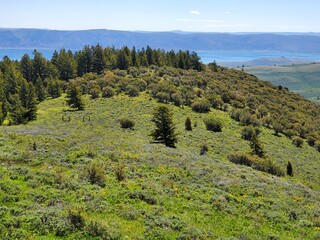 Mountain view above lake