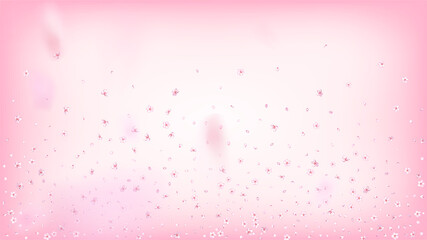 Nice Sakura Blossom Isolated Vector. Magic Flying 3d Petals Wedding Pattern. Japanese Nature Flowers Wallpaper. Valentine, Mother's Day Pastel Nice Sakura Blossom Isolated on Rose