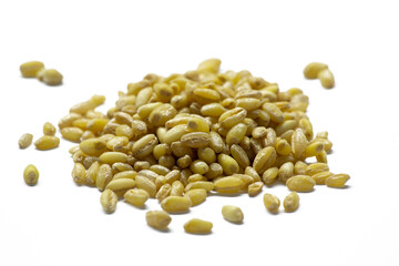 Pile of wheat grain isolated on a white background 