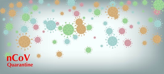 nCoV Quarantine Vector Banner. Virus Protection Flat Corona Web Page. 