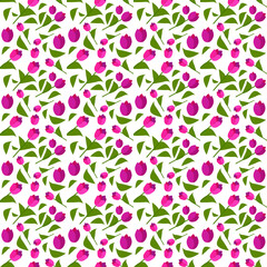 Vector seamless pattern with tulips isolated on white. Design for textile, fabric, print, wrapping, scrapbooking