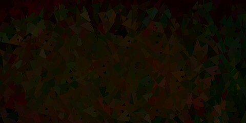 Dark green, red vector poly triangle template.