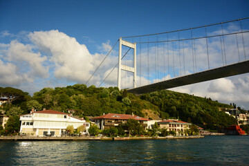 Great bridge cross the mountain and strait in Istanbul