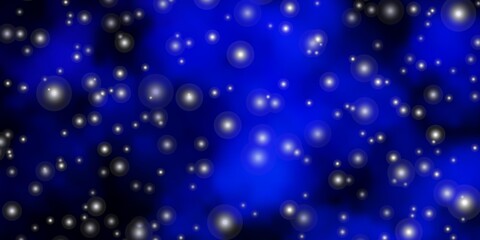 Obraz premium Dark BLUE vector texture with beautiful stars. Colorful illustration in abstract style with gradient stars. Best design for your ad, poster, banner.
