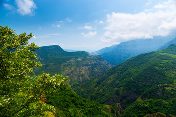 View of the landscape of Armenia view of the canyon and mountains on a sunny summer day