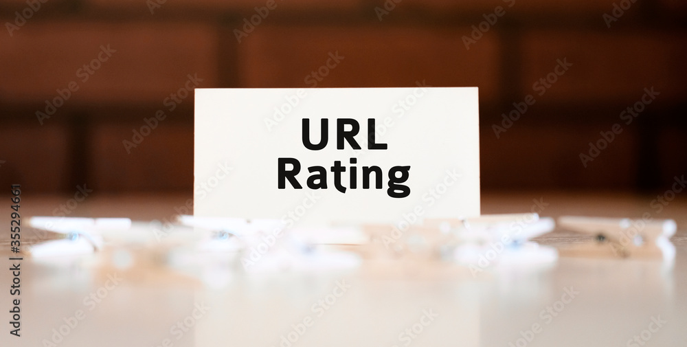 Poster url rating text of business concept on white list and with clothespins