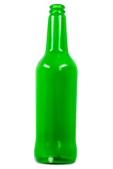 empty beer bottle on a white background