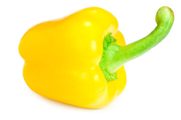 one yellow sweet bell pepper isolated on white background