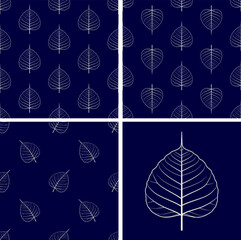 set of seamless  Bodhi  leaf pattern with geometric shapes for Fabric ,Tile ,Carpet ,Wallpaper ,Pottery pattern,Graphic resources
