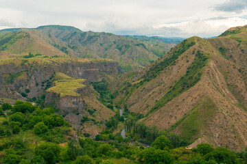 Canyon in Armenia near Garni temple beautiful spring landscape