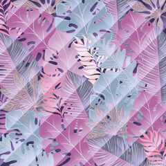 background, tropical nature leaves with pastel color vector illustration design
