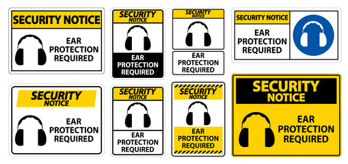 Fototapeta na wymiar Security Notice Ear Protection Required Symbol Sign Isolate on transparent Background,Vector Illustration