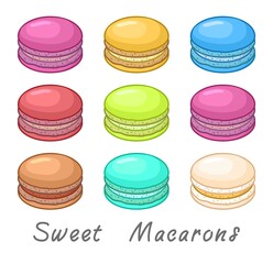 vector collection of colorful french macaron or macaroon icons