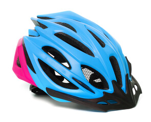 Multicolor bicycle helmet isolated on white
