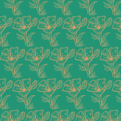 Line art flower seamless pattern for printing