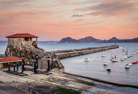 Santa Ana hermitage in harbor of Castro Urdiales city, Spain