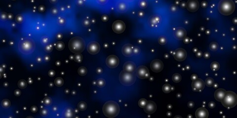 Dark BLUE vector layout with bright stars. Shining colorful illustration with small and big stars. Pattern for new year ad, booklets.