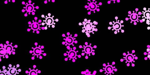 Fototapeta na wymiar Dark purple, pink vector template with flu signs.