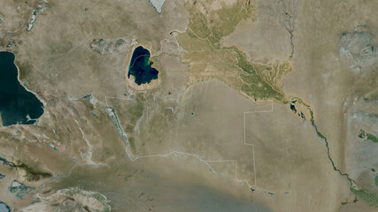 Tashauz, Turkmenistan - outlined. Satellite