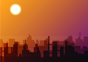 Naklejka premium sunset over the modern city vector illustration