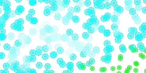 Light Blue, Green vector pattern with colored snowflakes.