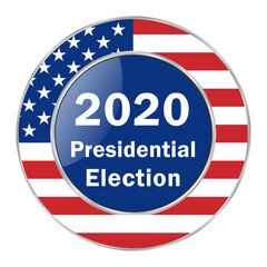 Presidential Election 2020 in the United States of America, web banner on the background of the American flag. All elements are isolated.