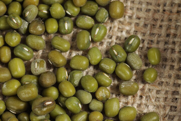 Close up shot of raw mung beans, one kind of food that has good nutrient for us