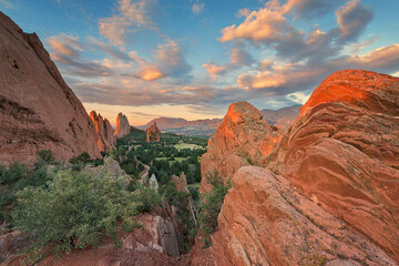 Garden of the Gods State park in Colorado at sunrise