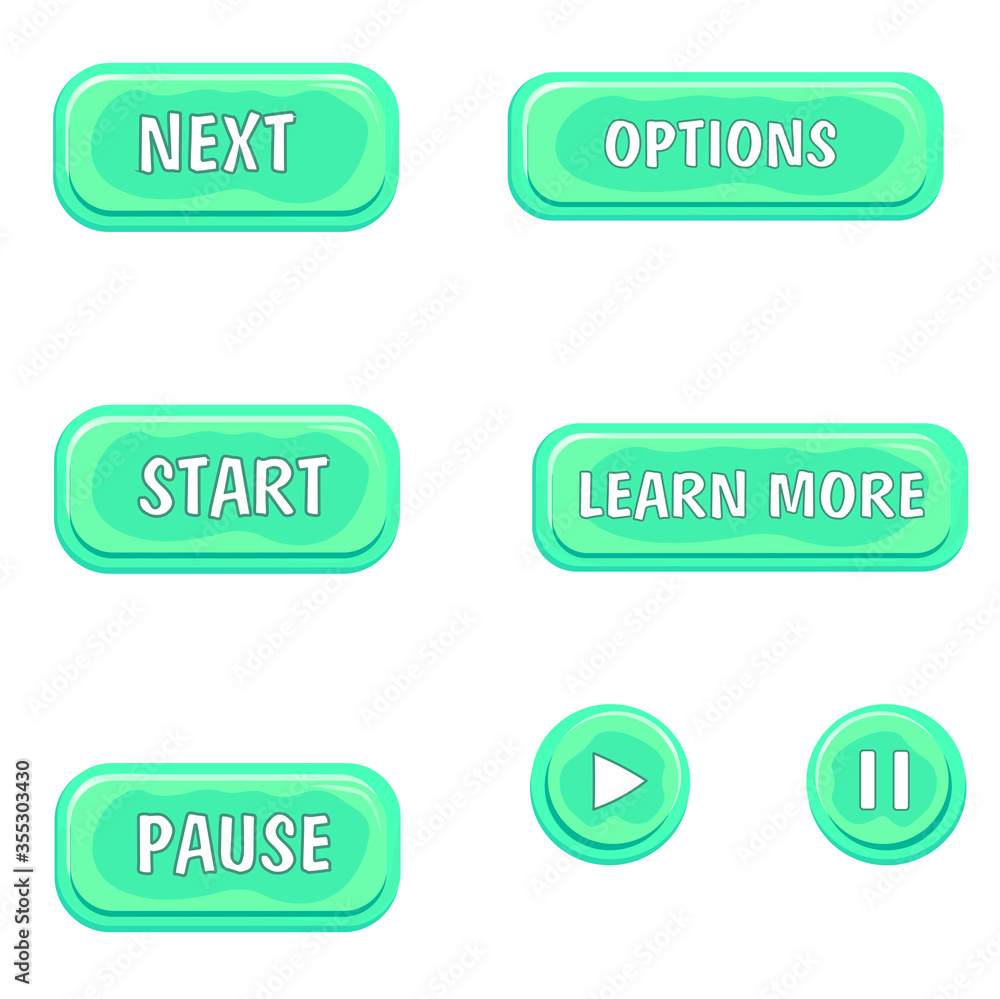 Poster set, collection of buttons for games, applications. brilliant horizontal shape object, animated inte