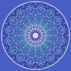 Decorative round pattern. Oriental vintage round motif. The ornament. Abstract texture designs can be used for backgrounds, textile, gift wrapping, templates, shawl and ceramic tiles. Vector.