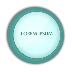 Template, 3D buttons with a glass surface and an inscription in the middle. The element is round in shape of green color with a shadow. Glitter sparkling glass. Vector image